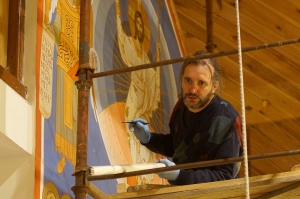 Итальянский художник пишет фреску в гомельском костеле - ФОТО