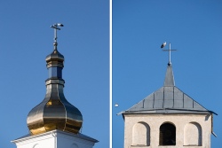 Фотофакт: аисты облюбовали кресты католического и православного храмов